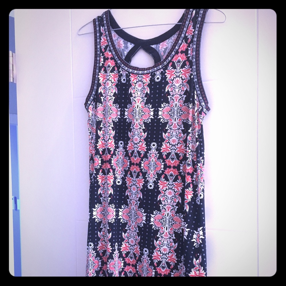 Max Studio Strapless Dress - Black and Pink Floral